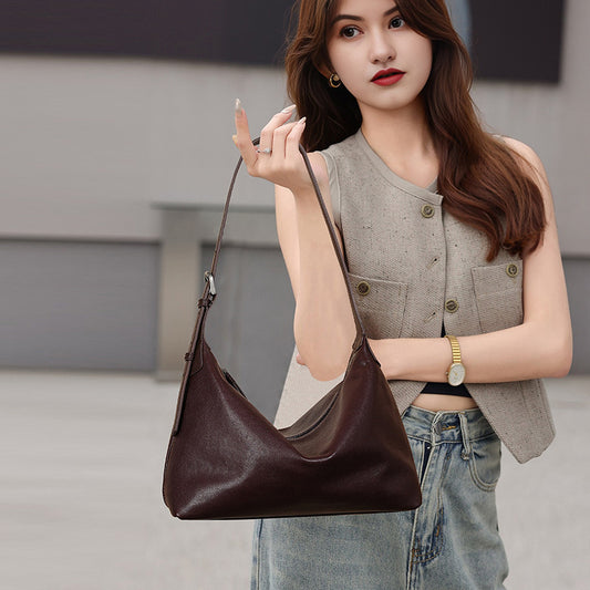 Women's First Layer Vegetable Tanning Leather Underarm Armpit Bags