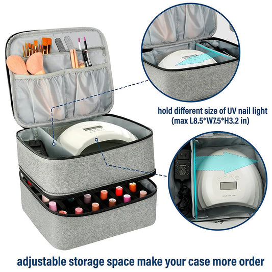 Polish Portable Can Hold Bottle Double Cosmetic Bags