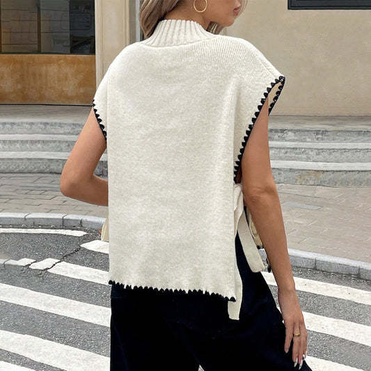 Women's Bow Tie Fashionable Knitted Sleeveless Waistcoat Vests