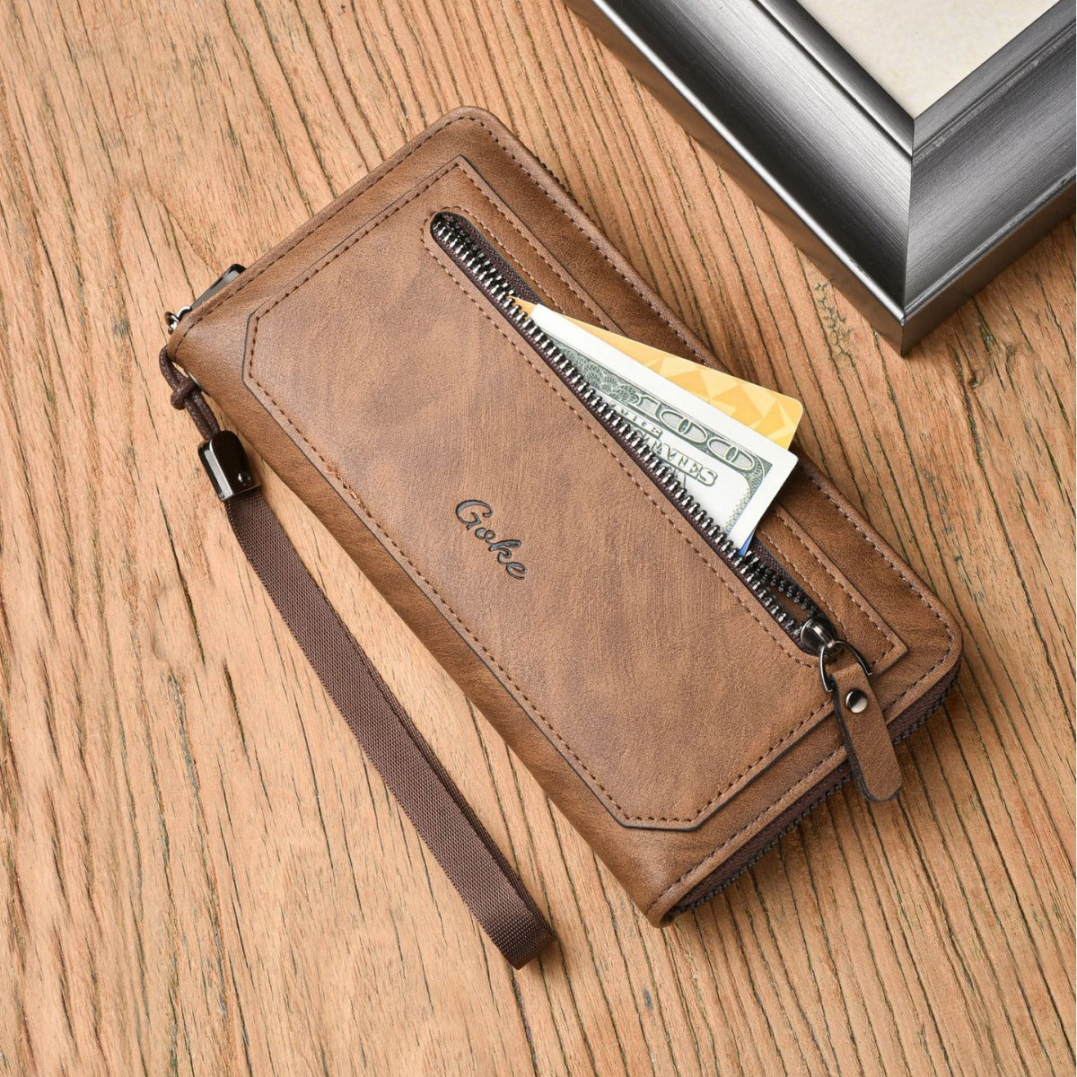 Men's Long Large Capacity Multiple Slots Zipper Document Men's Wallet
