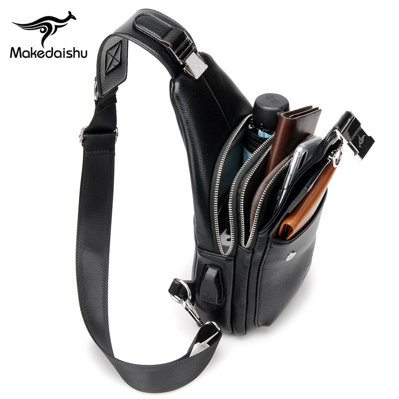 Men's Innovative Korean Fashion Soft Leather Men's Chest Bags