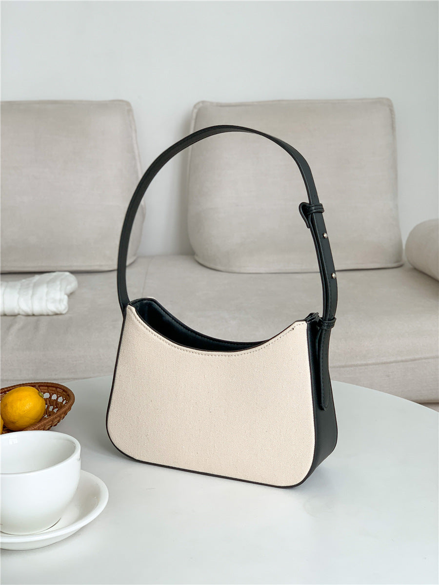Women's Fashion Portable Underarm High-grade Leather Stitching Shoulder Bags