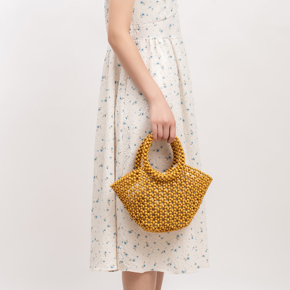 Women's Beach Vacation Hollow Out With Wooden Handbags