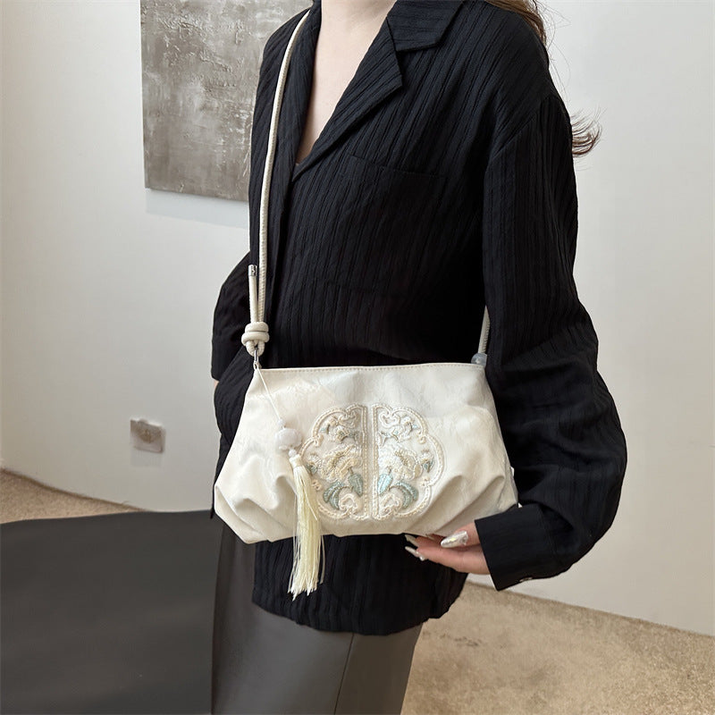 Embroidery Large Capacity Summer Fresh Pleated Bags