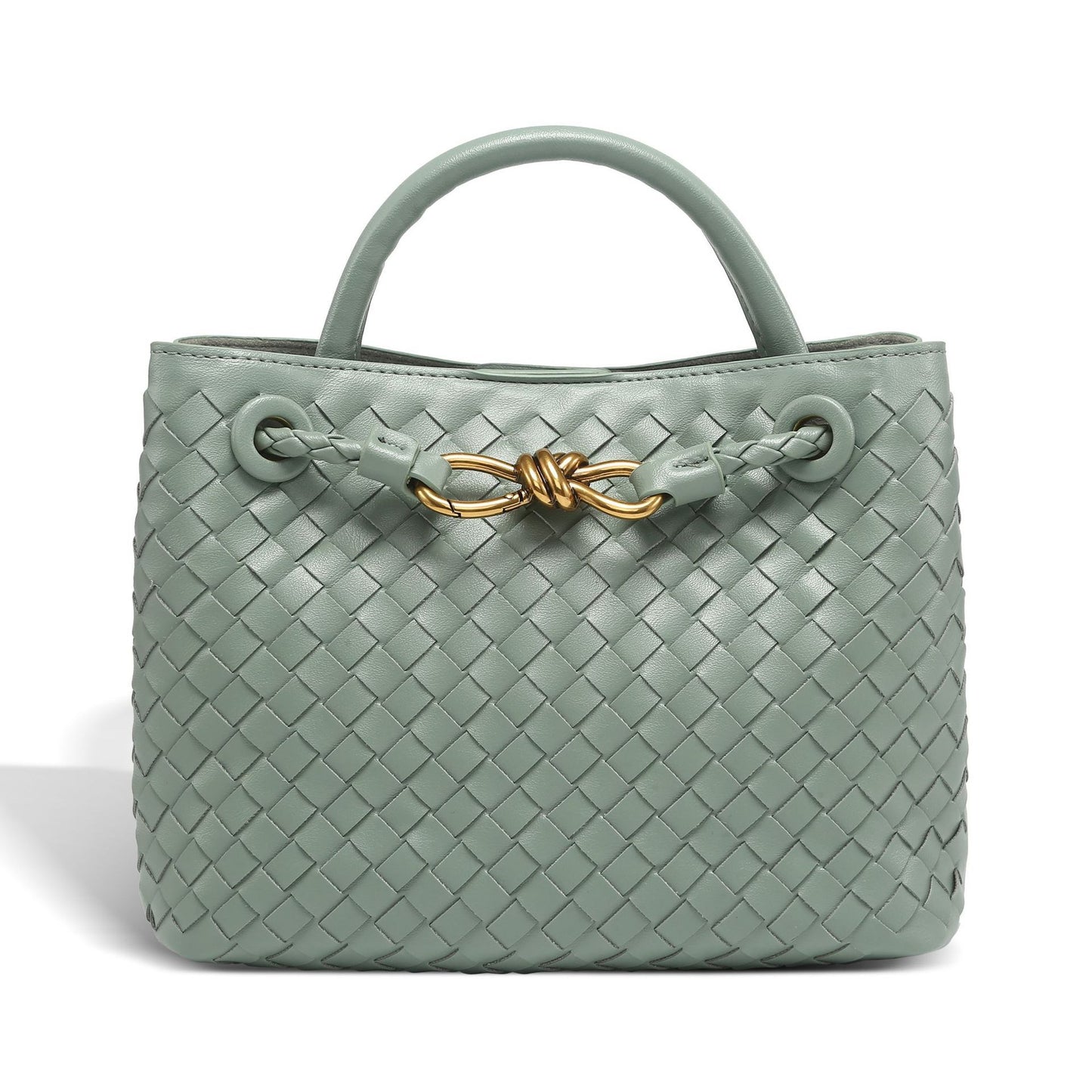 Women's Metal Cord Fastener Woven Portable Large Handbags