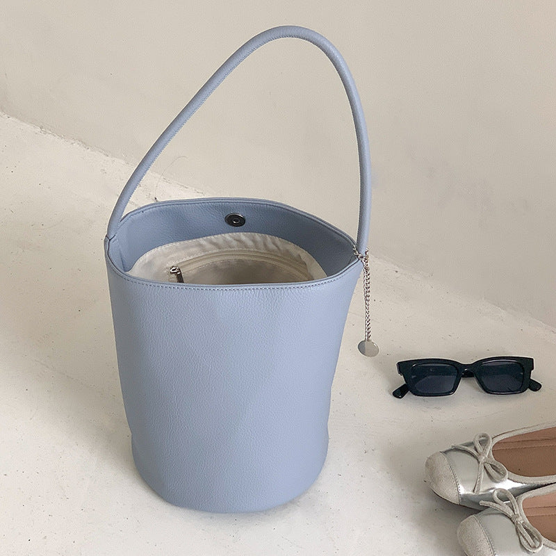 Soft Leather Solid Color Simple Idle Style Large Capacity Women's Shoulder Bag