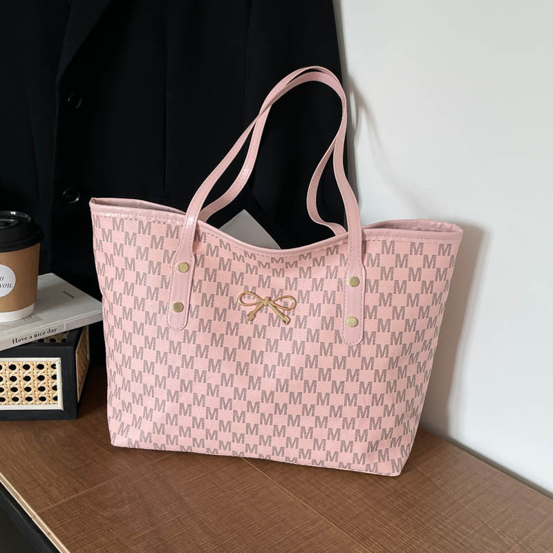 Simple Printed Letters Fashion Large Capacity Bowknot Commuter Women's Shoulder Bag