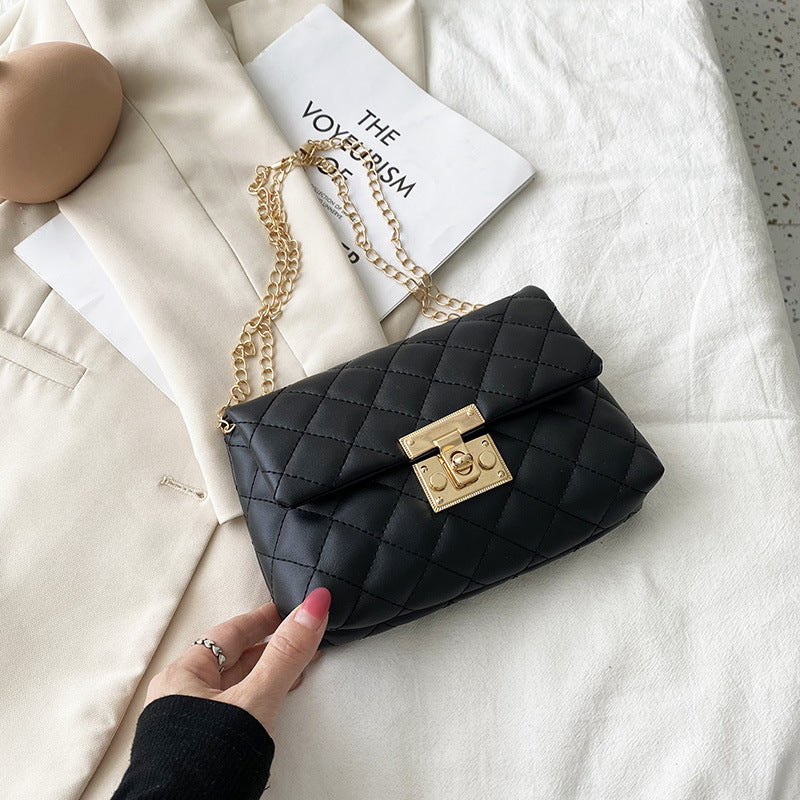 Graceful Beautiful Simple Embroidered Rhombus Chain Women's Messenger Bag