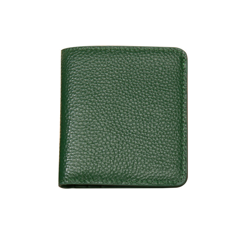 Genuine Leather Swiping Short Multiple Slots Ladies Wallet