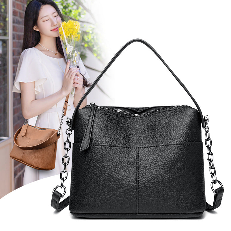Retro Large Capacity Simple Soft Leather Fashionable Stylish Versatile For Handbags
