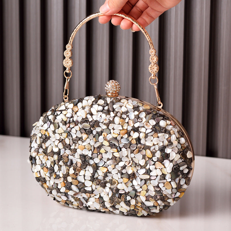 Unique Glamorous Diamond Round Clutch Banquet Evening Bags