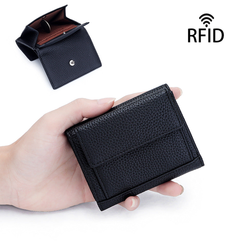 Women's First Layer Cowhide Short Genuine Leather Fashion Style Mini Ladies Wallet