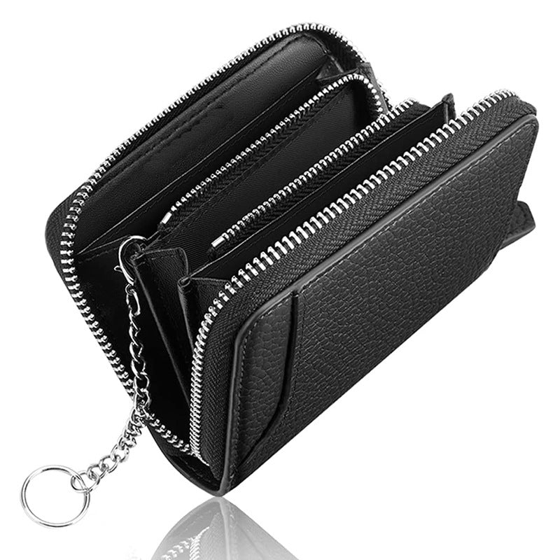 Women's & Men's Leather Short First Layer Litchi Grain Ladies Wallet