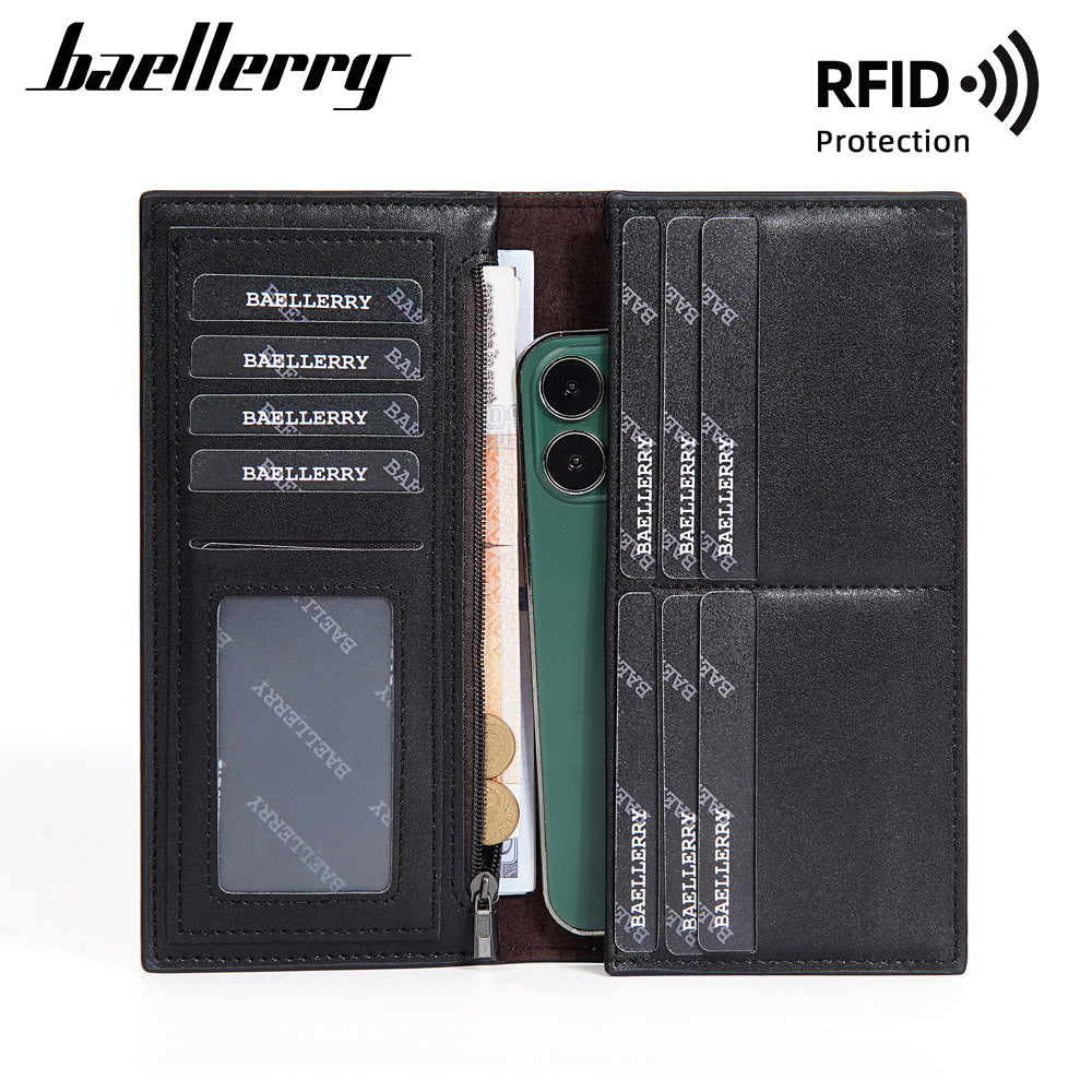 Men's Long Retro Multiple Slots Open Thin Men's Wallet
