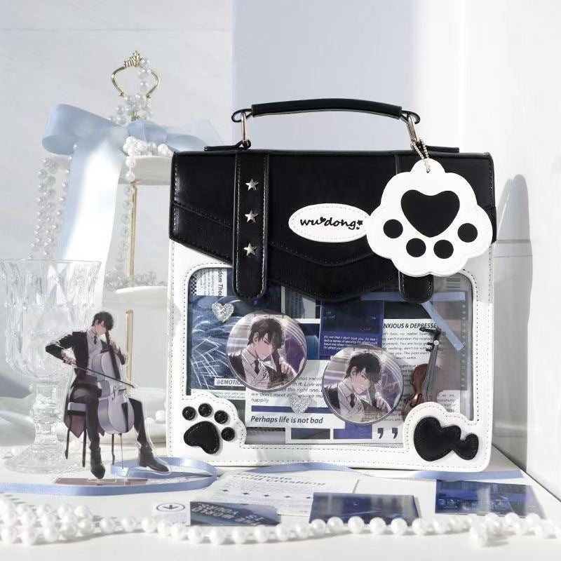 Women's Everyday Joker Transparent Two-dimensional Badge Bar Backpacks