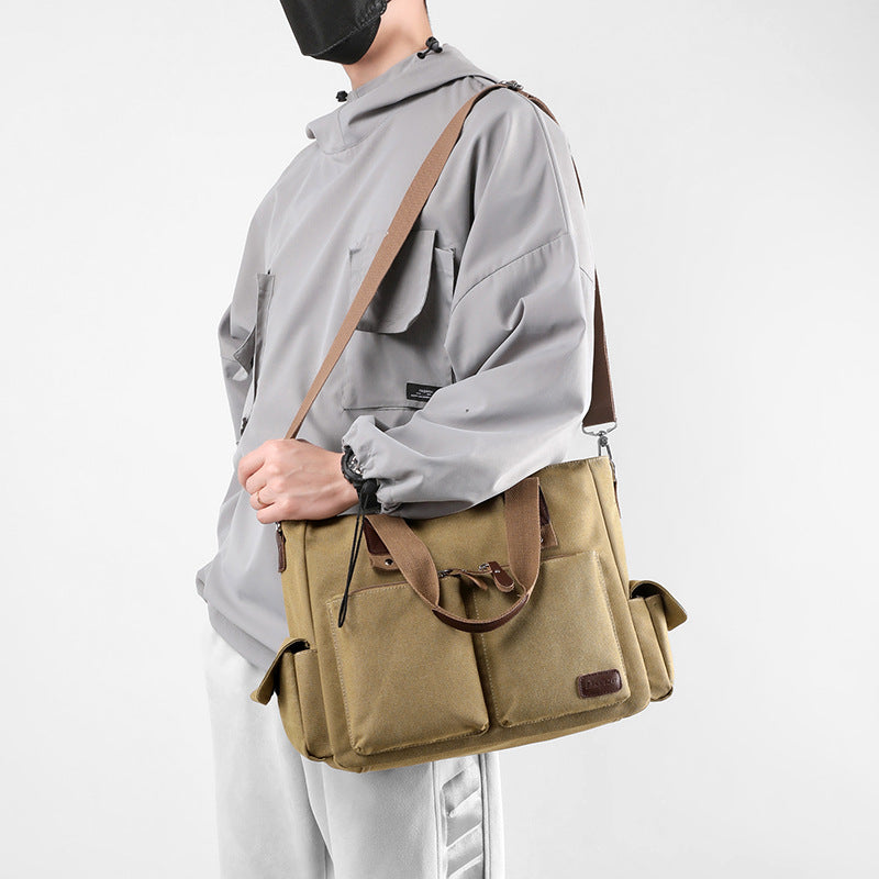 Men's Leisure Commute Large Capacity Portable Solid Men's Shoulder Bags