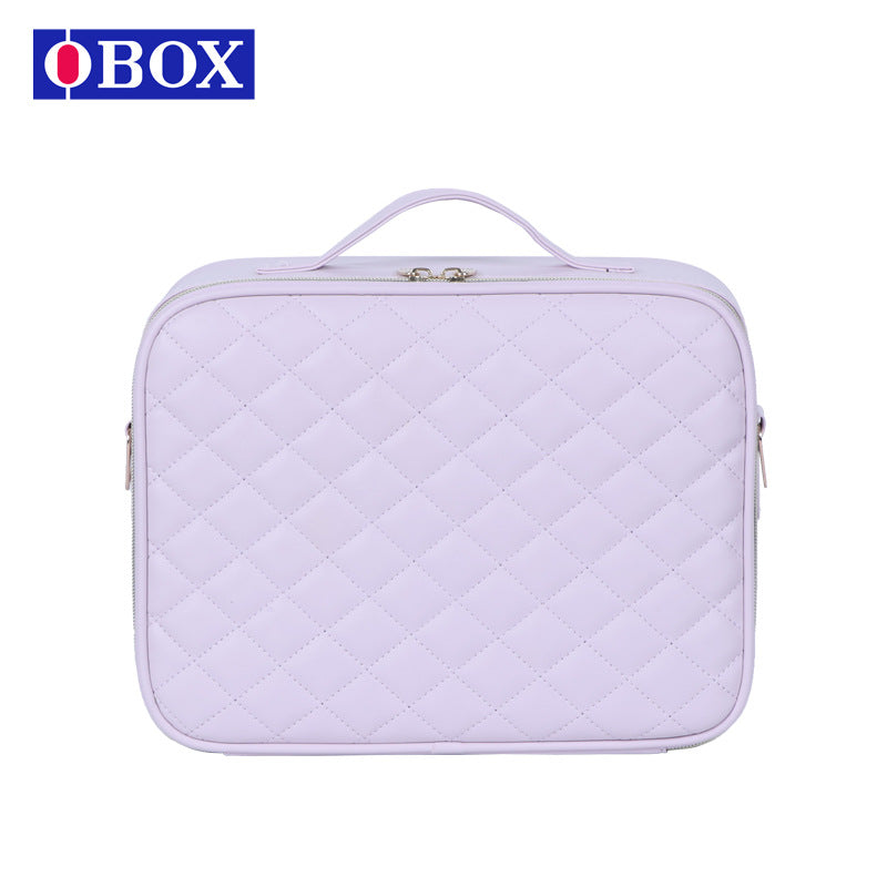 Large Capacity Lavender Purple Inch Light With Mirror Cosmetic Bags