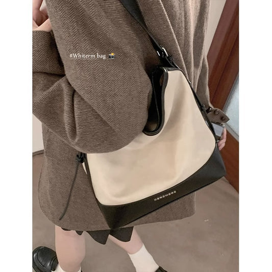 Women's Korean Contrast Color Fashion Simple Bucket Bags