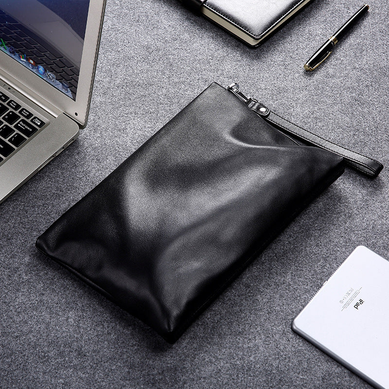 Men's Clutch Top Layer Cowhide Envelope Large Men's Handbags