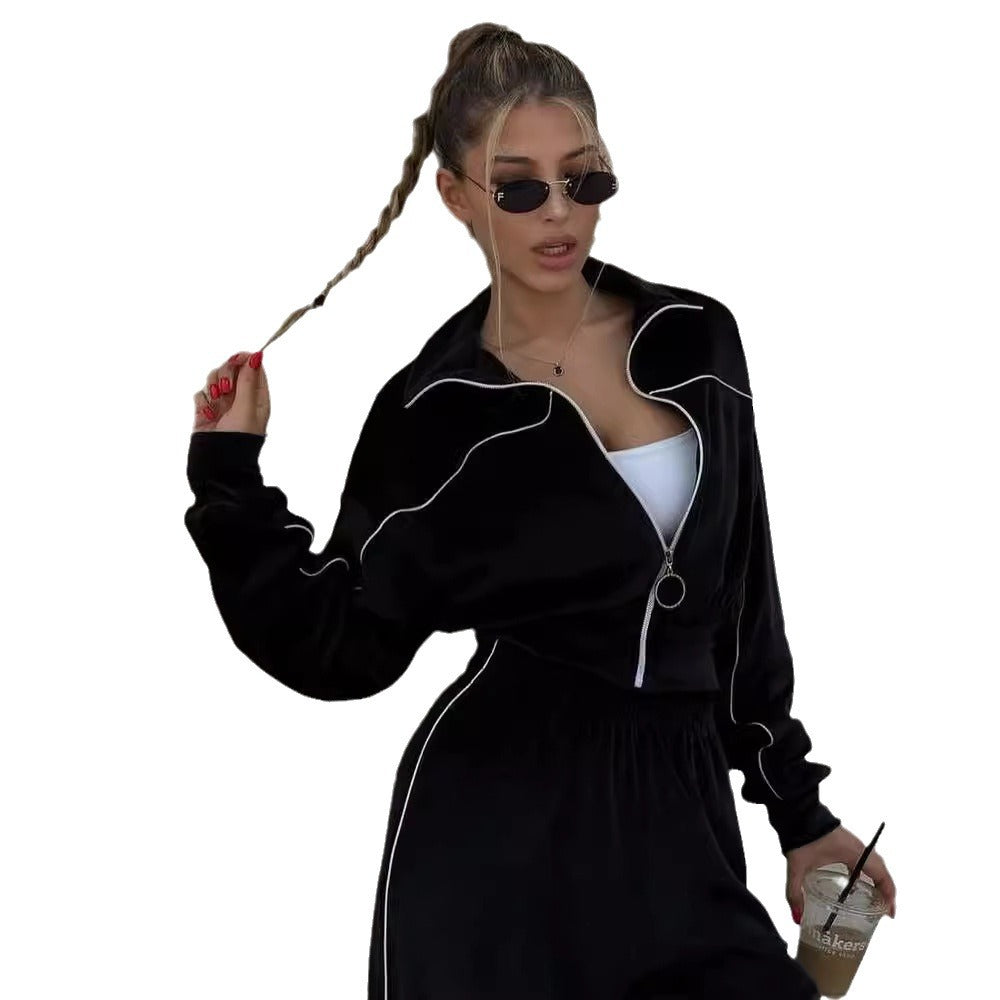 Sports Veet Zip Long Sleeve Trousers Suits