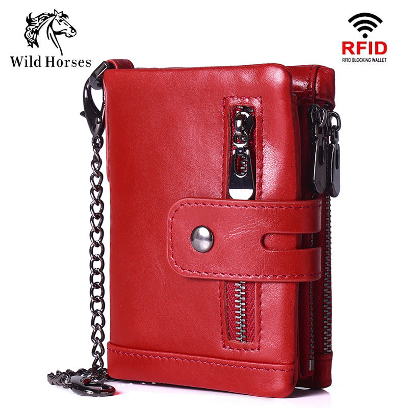 Men's Swiping Vertical Top Layer Oil Wax Men's Wallets