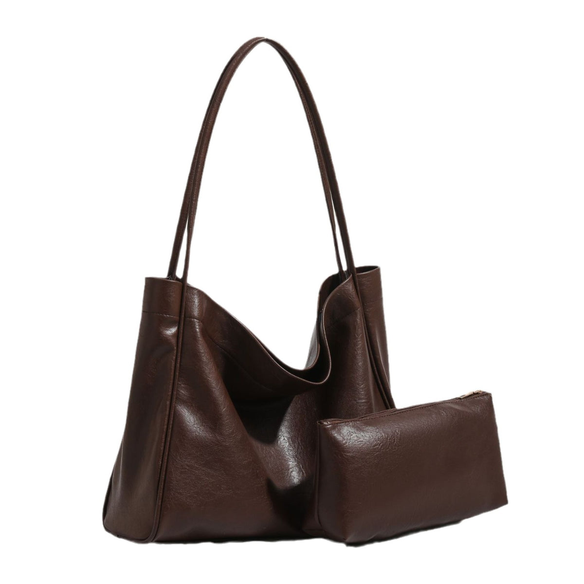 Women's Brown Son Mother Soft Leather Simple Large Capacity Shoulder Bags