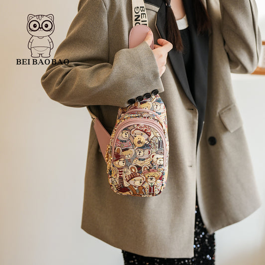 Women's Source Canvas Cartoon Bear Lightweight Waist Packs
