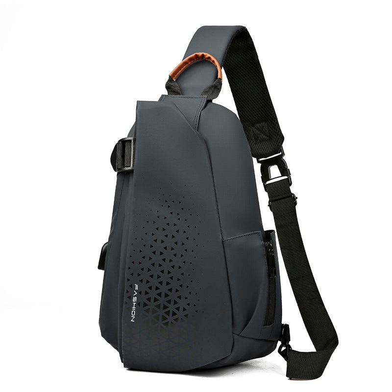 Men's Leisure Large Capacity Male Charging Port Men's Chest Bags