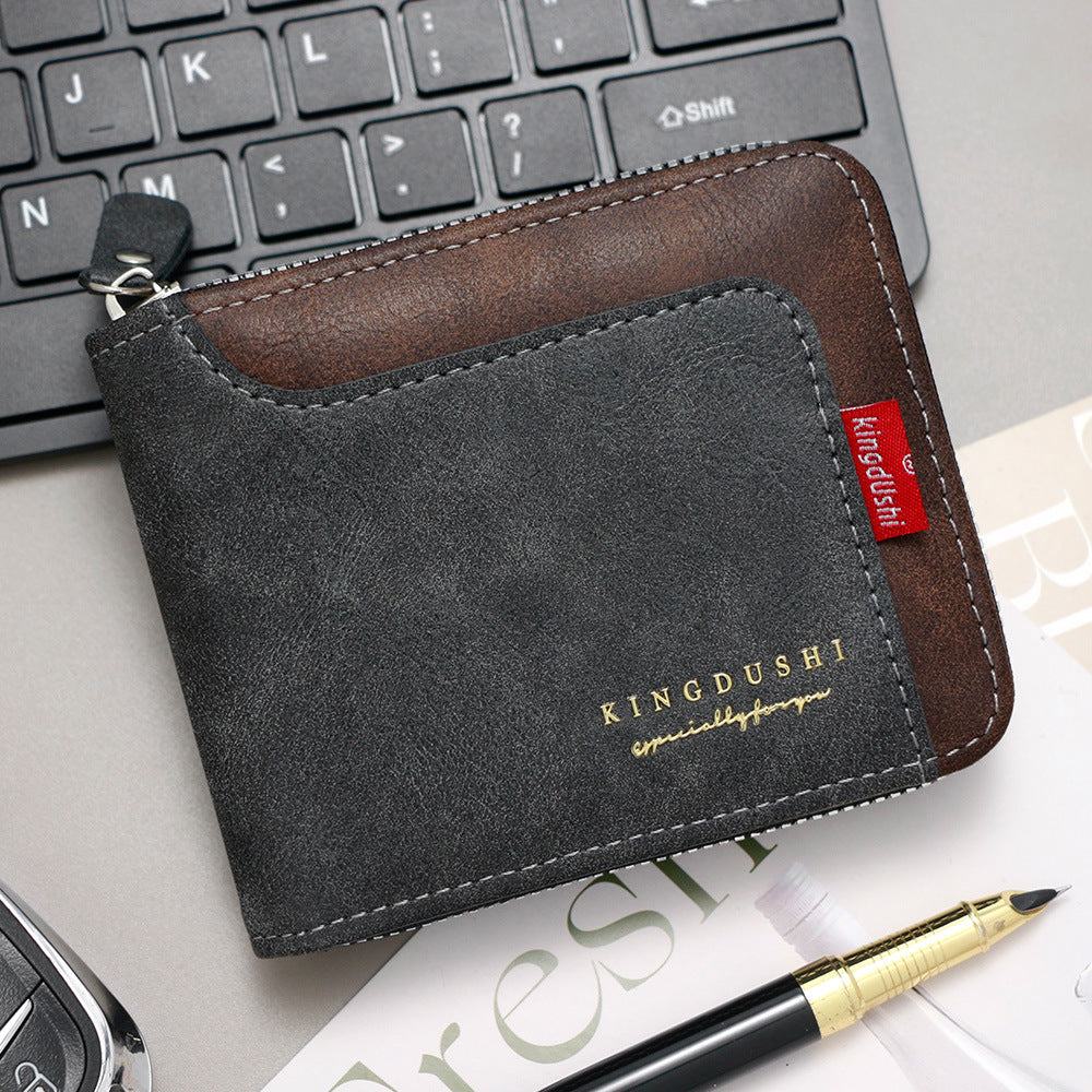 Men's Contrast Short Multiple Slots Chain Hinge Men's Wallet