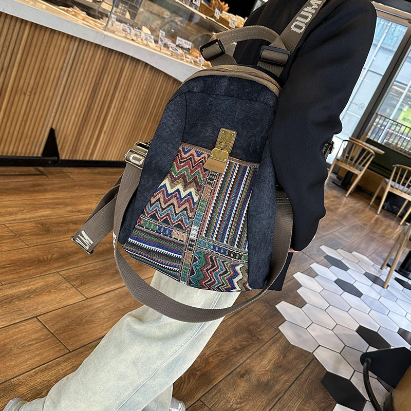 Capacity Canvas Vintage Embroidered Ethnic Denim Bags