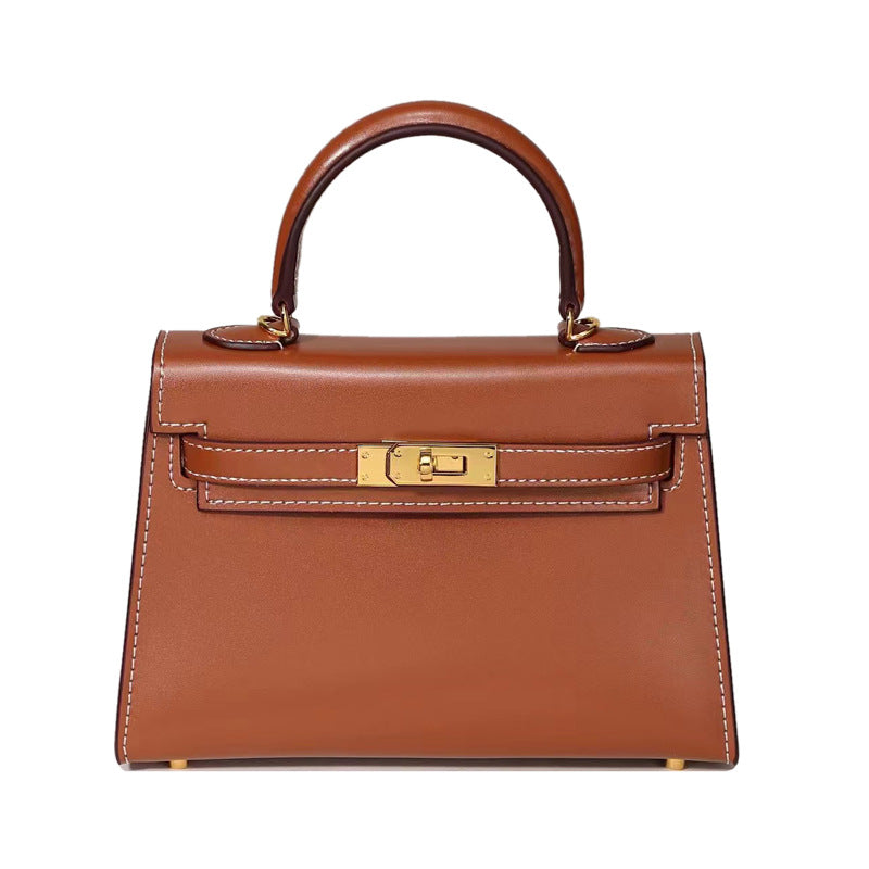 Women's Genuine Leather Shiny Patent Plain Kelly Shoulder Bags