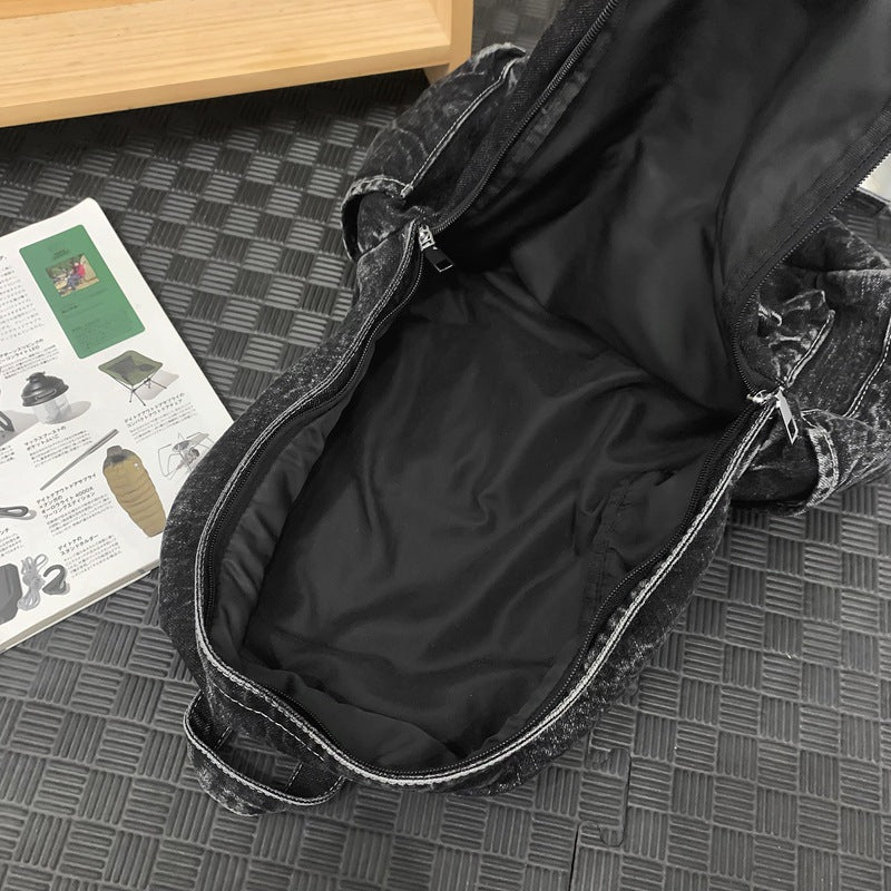 Good-looking Style Washed Denim Trendy Couples Backpacks