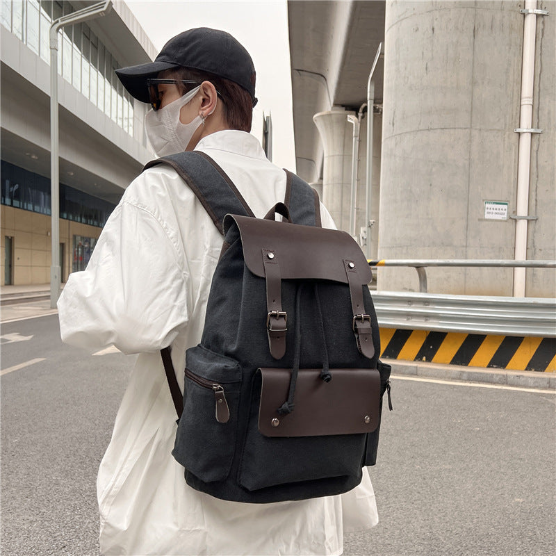 Men's Trendy Vintage Canvas High College Computer Backpacks