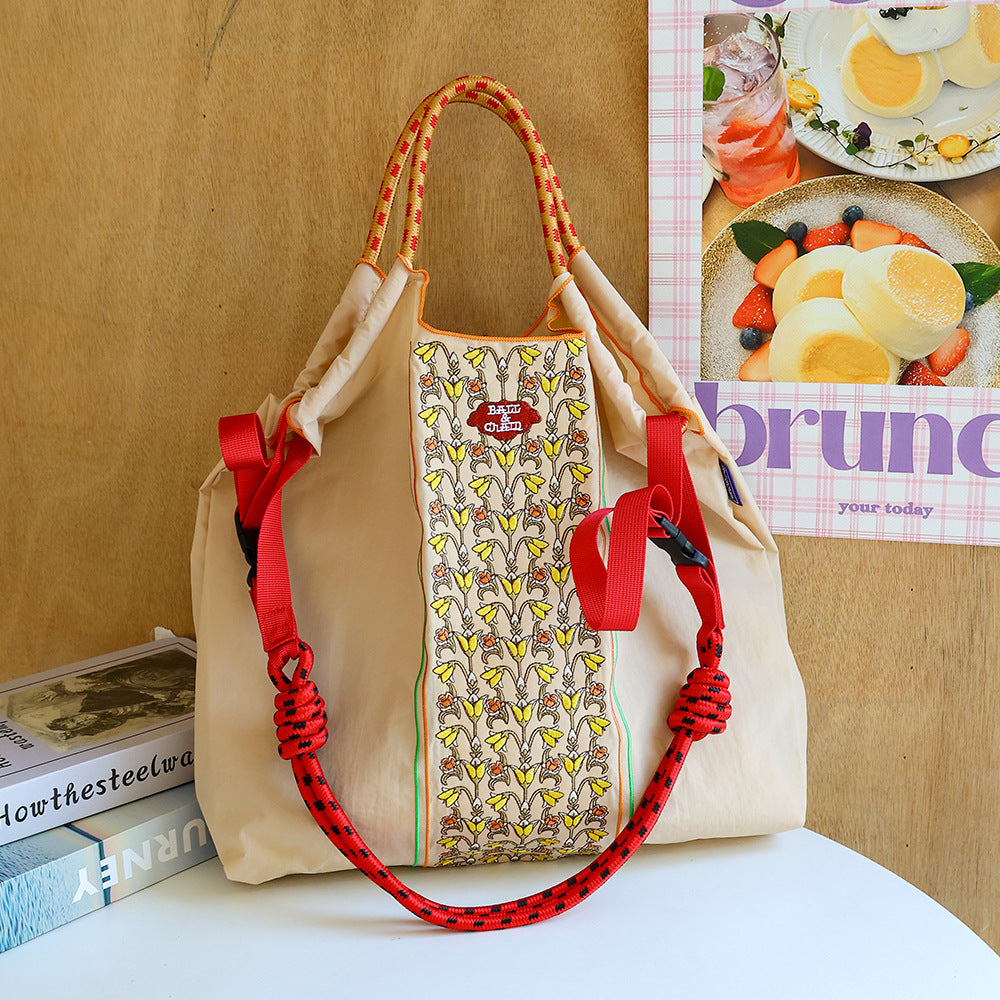 Thousand Needle Environmental Protection Waterproof Nylon Embroidery Fashion Large Capacity Women's Handbag