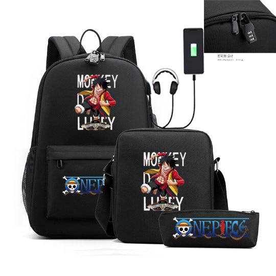 Women's & Men's & Cartoon One Piece Password Pencil Middle School Students' Schoolbags