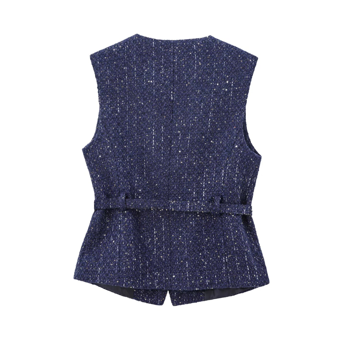 Women's With Belt Sequin Decorative Texture Tops