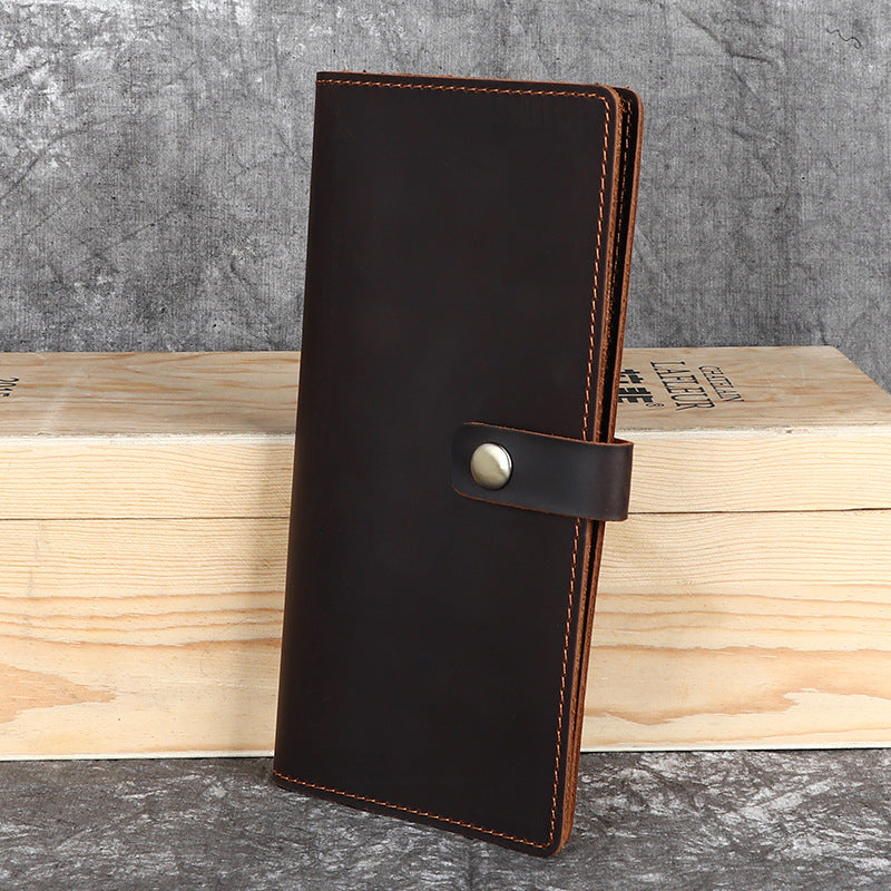 Men's Crazy Horse Leather Long First Layer Cowhide Retro Men's Wallet