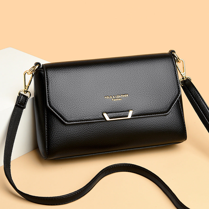 Fashion Soft Leather Portable Mother Texture Small Square Bags