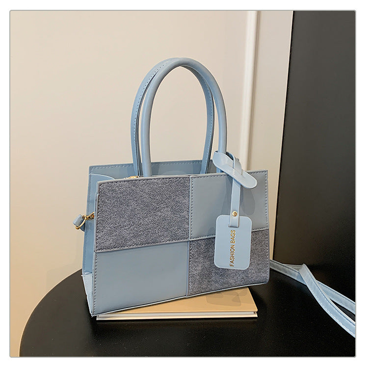 Women's Simple Stitching Large Capacity Texture Solid Color Women's Shoulder Bag