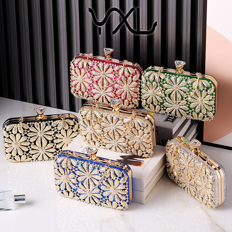 Women's Flower Rhinestone Dress Garment Hand-held Wedding Evening Bags