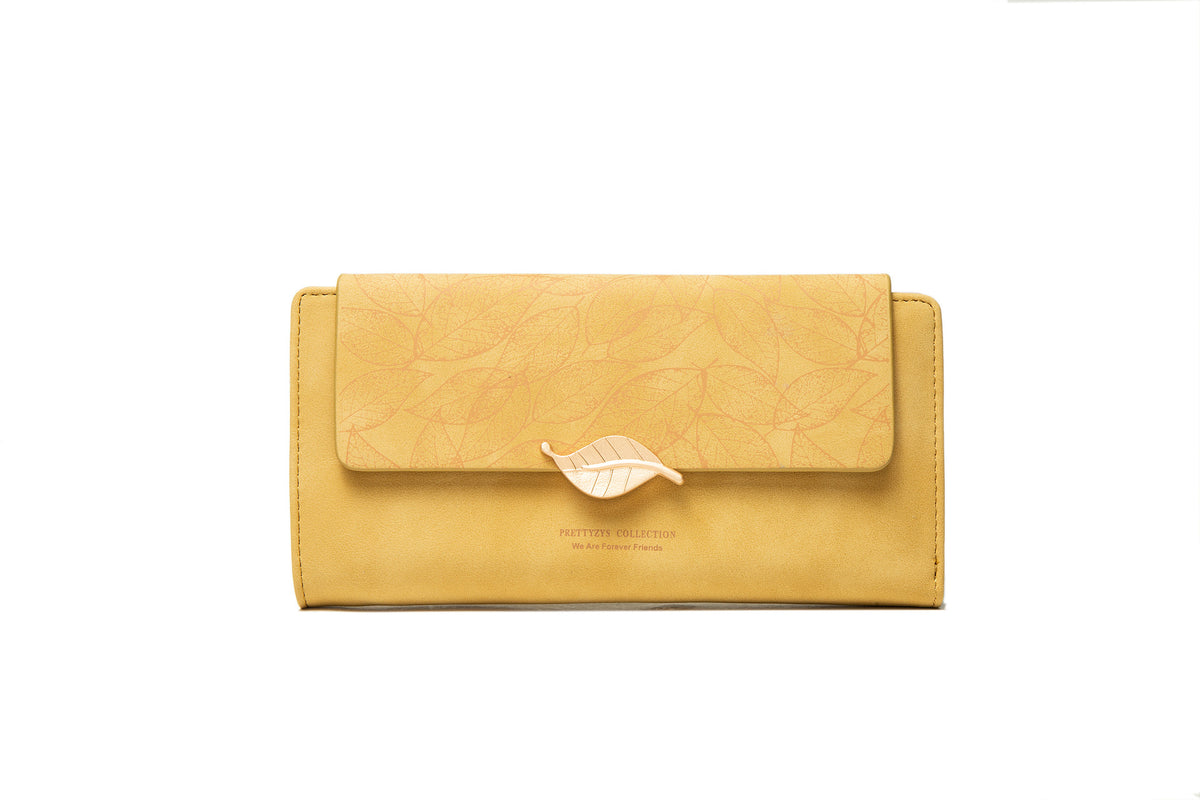 Women's Long Korean Frosted Zipper Leaf Buckle