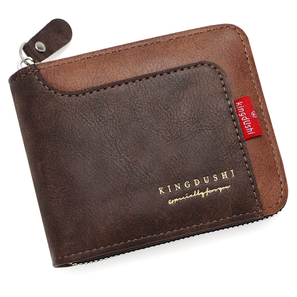 Men's Contrast Short Multiple Slots Chain Hinge Men's Wallet