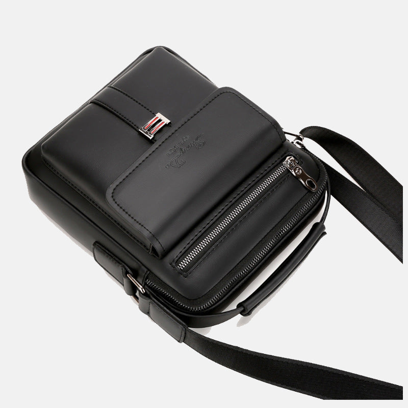 Men's Style Business Commute Leather Vertical Large Men's Shoulder Bags