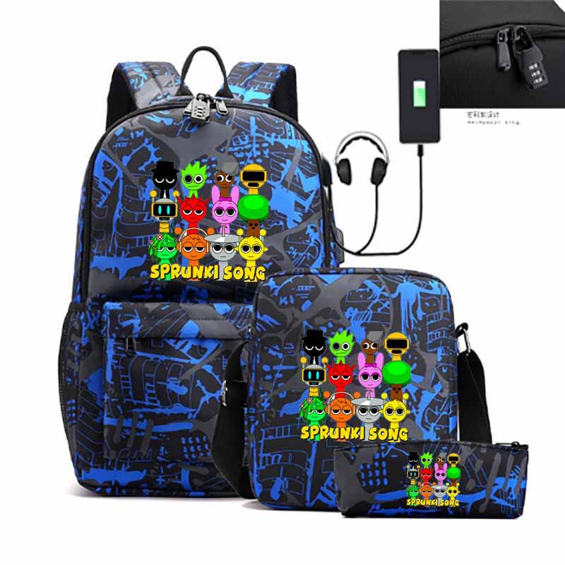 Rhythm Box Cartoon Rechargeable Pencil Three-piece Bags