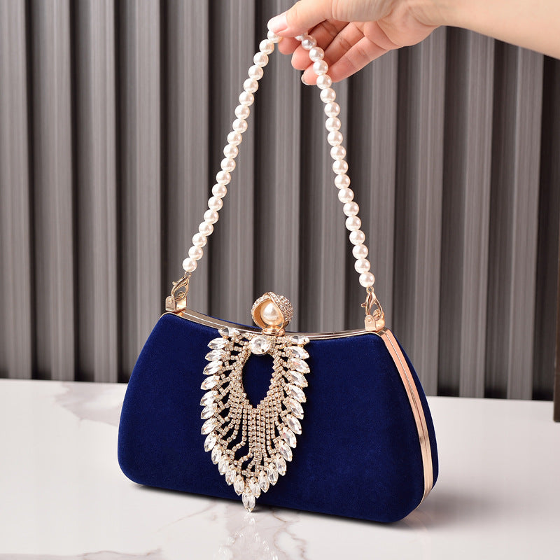 Diamond Decorations Veet Dinner Black Noble Dress Evening Bags