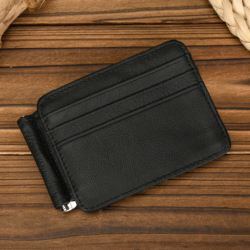 Men's Clip Genuine Leather Retro Clamp First Layer Men's Wallet