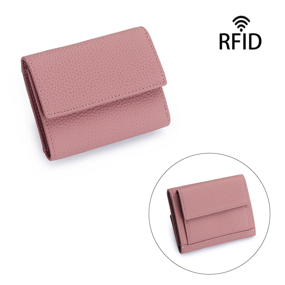 Women's First Layer Cowhide Short Genuine Leather Fashion Style Mini Ladies Wallet