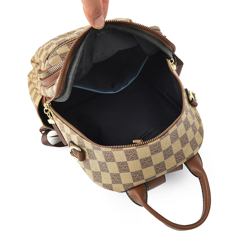 Women's High-grade Chessboard Plaid Year Texture Backpacks