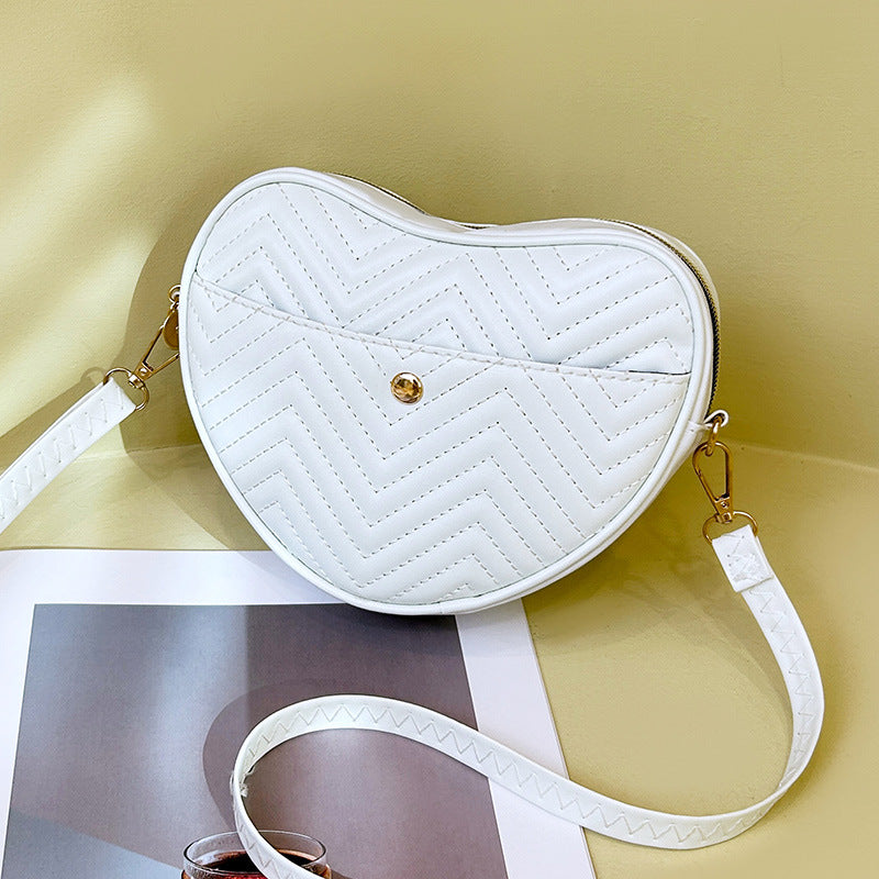 Women's Embroidered Heart Design High-grade Trendy Peach Women's Messenger Bag