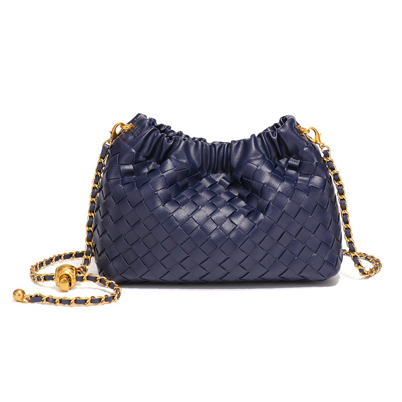 Women's Pleated Cloud Fashion Golden Ball Hand-woven Bags